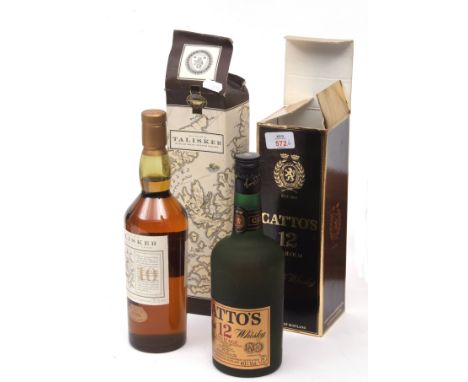 Catto s 12-year old Scotch Whisky (French label), 75cl, boxed and Talisker 10-year old single malt Scotch Whisky, also boxed,