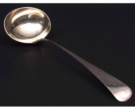 George III Old English pattern soup ladle with oval bowl, length 13ins, weight approx 214gms, London, 1802, makers mark DU, N