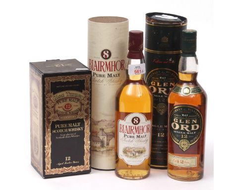Glen Turner 12-year old pure malt Scotch Whisky, Blair Mhor 8-year old pure malt Scotch Whisky, Glen Ord 12-year single malt 