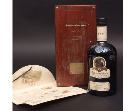 Bunnahabhain XXV single Islay malt Scotch Whisky, 70cl, in original plush lined wooden presentation box with leaflet  
