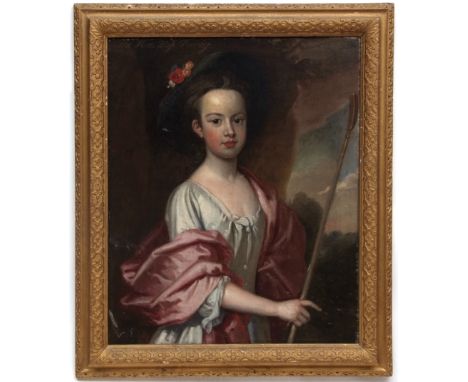 ENGLISH SCHOOL (18TH CENTURY) Portrait of the Honourable Miss Verney oil on canvas 29 1/2 x 24 1/2 ins 