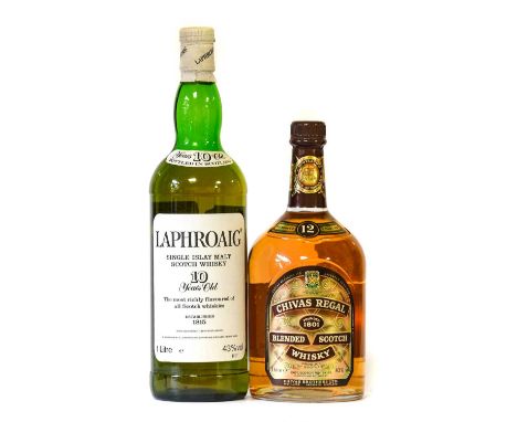 Laphroaig 10 Year Old Single Islay Malt Scotch Whisky, 43% vol 1 litre (one bottle), Chivas Regal 12 Year Old Blended Scotch 