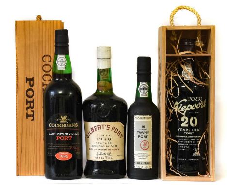 Gillbert's 1940 Port (one bottle), Niepoort 20 Year Old Tawny Port (one bottle), Cockburn's 1996 Late Bottled Vintage Port (o