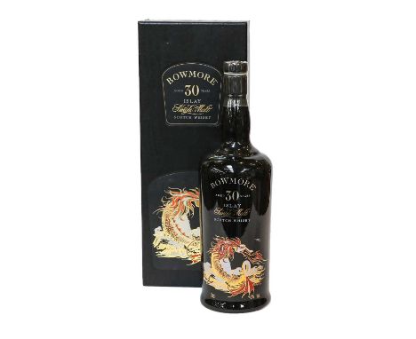 Bowmore "Sea Dragon" 30 Year Old Islay Single Malt Scotch Whisky, in black ceramic bottle decorated with the namesake sea dra