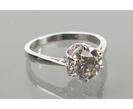 WHITE GOLD DIAMOND SOLITAIRE RING 
the brilliant cut diamond of approximately 2.05 carats marked "18K" for eighteen carat gol