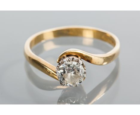 DIAMOND SOLITAIRE RING 
the brilliant cut diamond approximately 0.49 carats, in a twist setting, hallmarked for eighteen cara