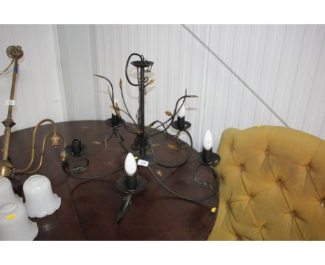 A John Lewis metal, five branch light fitting