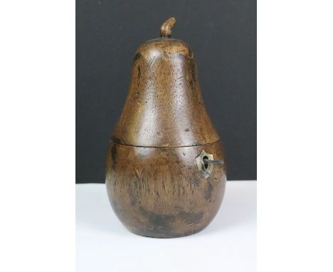 Georgian style pear shaped fruit wood tea caddy 