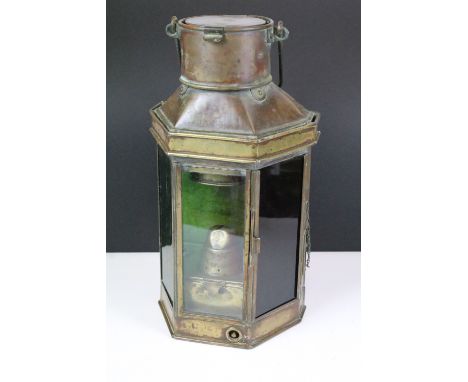 Eli Griffiths &amp; Sons Ltd, Birmingham ships lantern, impressed maker's mark and dated 1929, 40.5cm high (excluding handle)