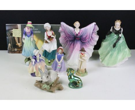 Collection of Royal Doulton ladies to include Isadora, Vanessa, Dinky Do, Ivy, Polly, Lizzie, a Lladro rabbit, and Royal Worc