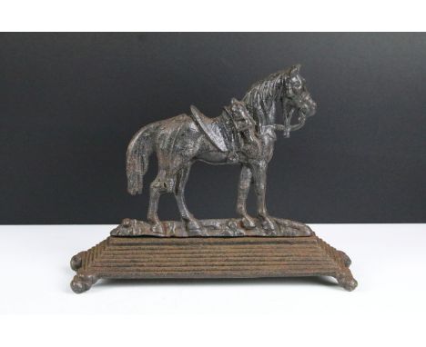 Antique cast iron model of a Boer War horse, approx 21cm high 