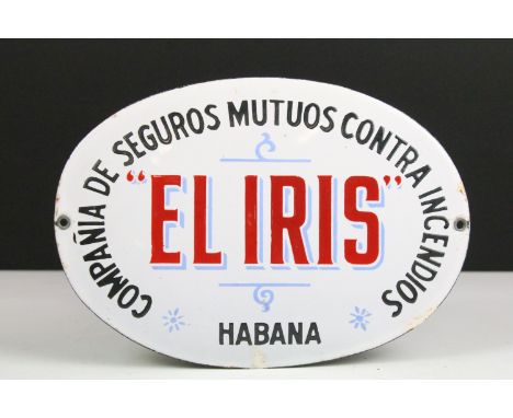 El Iris Cuban fire insurance sign, Compania de Seguros Mutuos Contra Incendios, Habana, enamel sign, 16cm x 23cm 