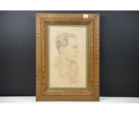 Harold Mead, portrait of a military officer, in Burma, pencil, signed lower right, and dated 1945, inscribed verso Philip Cec