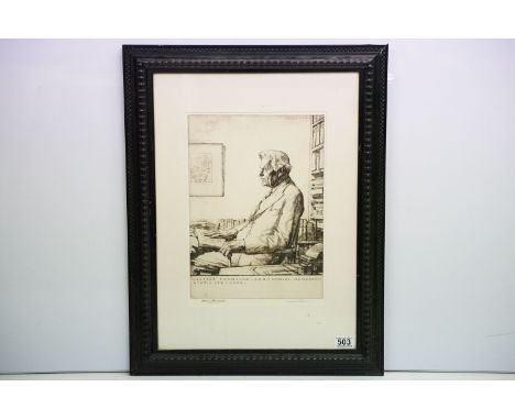 Malcolm Osborne (1880 - 1963), drypoint etching of music and art critic Herbert Thompson (1856 - 1945), signed in pencil lowe