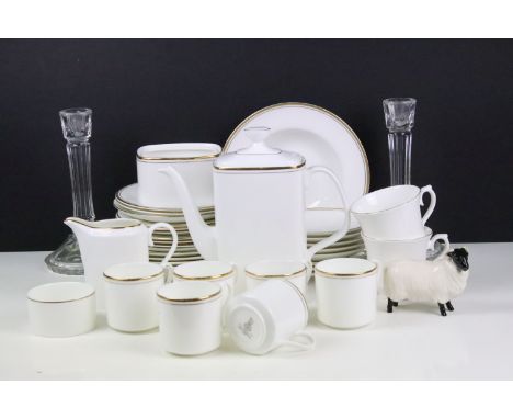 Royal Doulton 'Gold Concord' pattern coffee set, pattern no. H5049, comprising coffee pot, cups &amp; saucers, bowls, etc; to