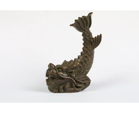 A Chinese ornamental bronze in the form of a fish. 