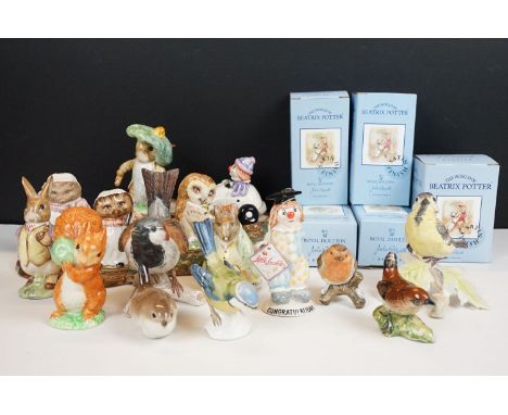 Collection of 12 Beswick Beatrix Potter ceramic figures to include Benjamin Bunny, Old Mr Brown, Mrs Tiggy Winkles, Squirrel 