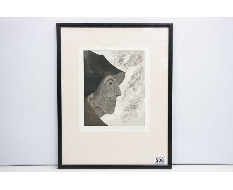 Annie Hole, portrait of Danish author Karen Blixen (Baroness Karen von Blixen wrote in Danish and English 1885 - 1962), etchi