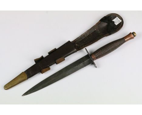 William Rogers, Sheffield, commando combat knife, with bronze handle, with maker's mark 