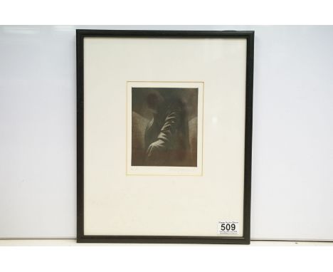 Ali Yanya (Born in Istanbul, studied at RCA), portrait of a figure in shadow, etching/aquatint, signed in pencil lower right,