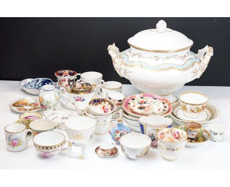 Collection of mainly 19th century ceramics to include Royal Crown Derby, 19th century Samson style tea bowl &amp; saucer, Spo