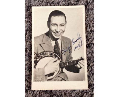 George Formby signed 5x4 vintage black and white photo inscribed in 1942. George Formby, OBE (born George Hoy Booth; 26 May 1