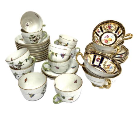 A attractive Paragon English Imari patterned part tea set, decorated with flowers and gilt lining, together with other tea wa