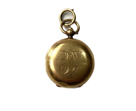 A charming Edwardian novelty 18 carat gold cased compass, hallmarked Birmingham 1906, the fob watch style case opening to rev