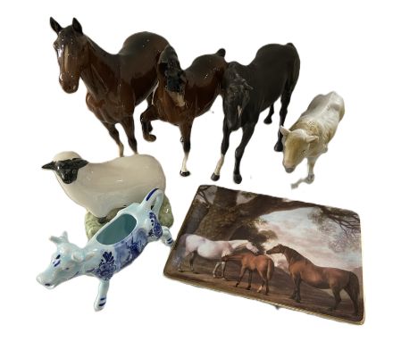 Beswick, Three ceramic horses, including &lsquo;The Winner&rsquo;, number 2421, 24cm high; also Black Beauty and another Besw
