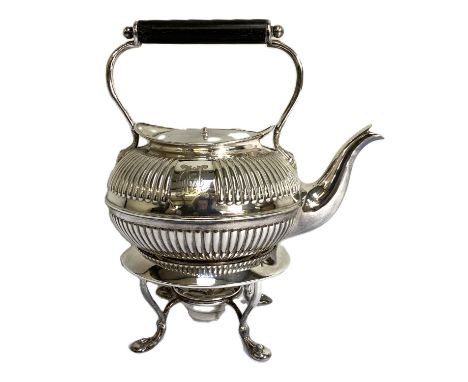 Assorted silver plate, including a Georgian style tea kettle on stand, a pair of table decorations of Quail, assorted cased f