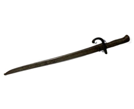 A French 1866 model Chassepot bayonet and scabbard, numbered Z 11261, probably German manufactured version, circa 1870, with 