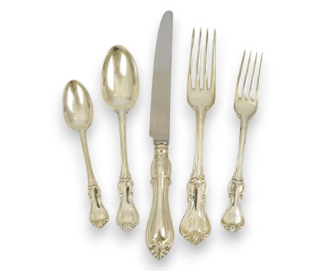 Twenty four items of Victorian silver double struck Prince Albert pattern flatware by George Adams, comprising six dessert fo