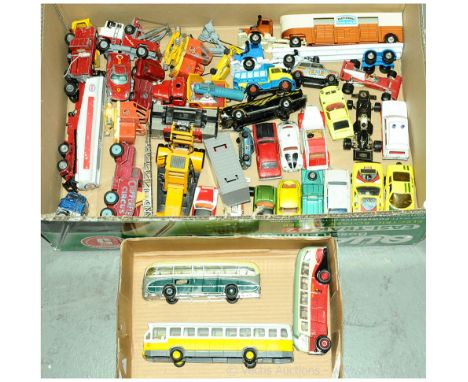 Corgi large mixed group of unboxed cars &amp; commercials. To include Ford Capri, Porsche 911, Hyster container fork lift tru