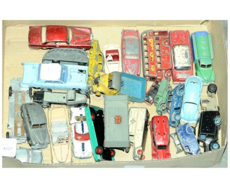 Dinky Toys mixed group of unboxed vehicles. To include 181 Volkswagen Beetle - light blue, 250 Streamlined Fire Engine, Bedfo