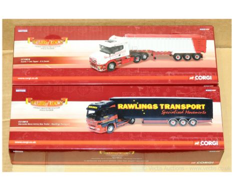 Corgi, A boxed pair of 1:50 Scale (Hauliers Of Renown) models to include CC13813 Mercedes-Benz Actros Box Trailer "Rawlings T