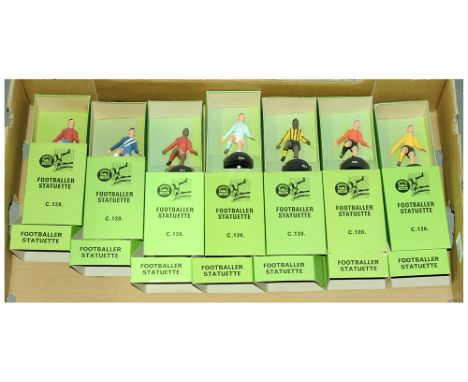 Subbuteo Table Soccer a boxed group of C.120 Footballer Statuettes to include Ref 301 "Panarol", Ref 306 "possibly Paris Foot