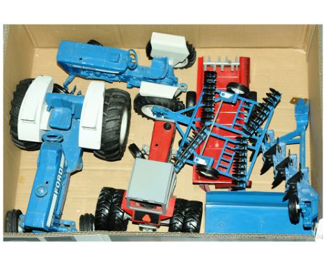 ERTL and similar, an unboxed larger scale diecast and tinplate Farm related group comprising of Tractors and other (see photo