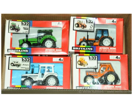 Britains a boxed group of 1:32 scale Tractor models to include 9523 Fiat Half-Track Tractor, 9522 Renault Double Rear Wheeled