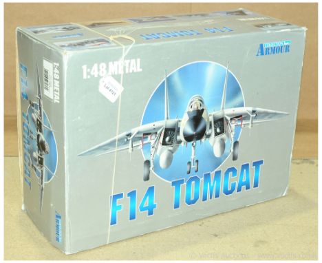 Collection Armour, a boxed 1:48 scale military aircraft comprising of 98036 F-14 Tomcat (US Navy) "Jolly Roger" Model appears