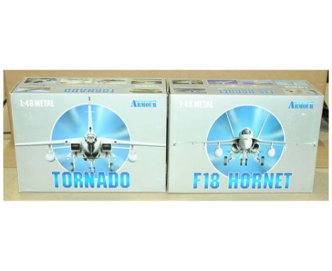 Collection Armour, a boxed pair of 1:48 scale military aircraft comprising of 98073 F18 Hornet (US Navy) &amp; 98066 GR MK1 T