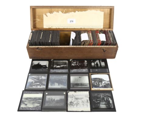 A quantity of Antique glass magic lantern slides, slides are varying in nature, including many military and local interest as