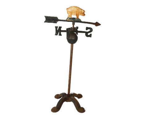 A cast-iron weather vane on quadruple support, H77cm 