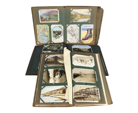 A group of 3 interesting postcard albums containing cards from many UK and European cities and locations, and another contain