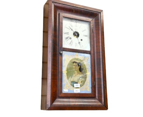 A Vintage wall clock with portrait panel, H66cm 