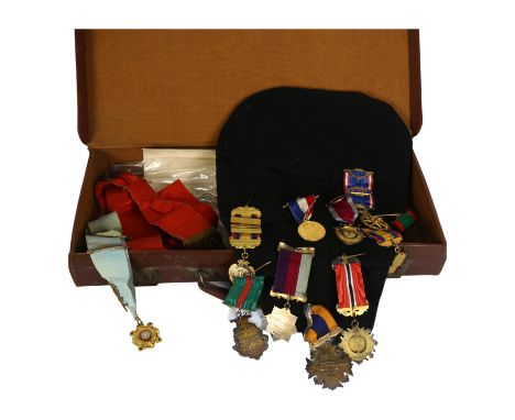 A collection of Order of Buffalos Grand Knights Chapter of St John regalia, including 8 silver-gilt and enamel, 4 other gilt-