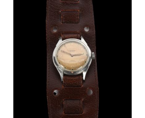 HELVETIA - a Vintage stainless steel automatic wristwatch, ref. 106, circa 1950s, silvered dial with gilt Arabic numerals, sw