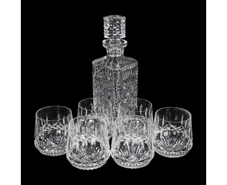 A Waterford Crystal decanter and stopper, H24cm, and a set of Waterford Crystal tumblers 