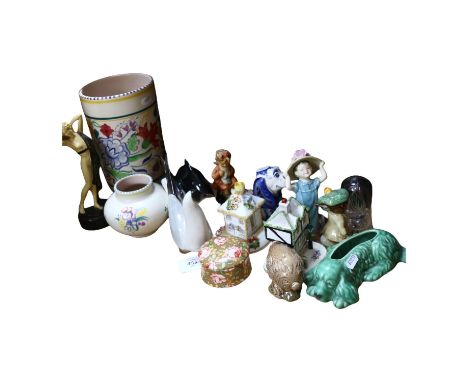 2 Poole Pottery vases, tallest 24cm, USSR seagull, Royal Doulton figure, Hummel figure etc 