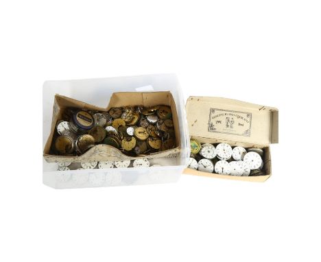 A large collection of pocket watch dials, enamel faces, movements etc 