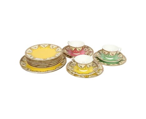 2 Royal Worcester trios, and a group of Royal Worcester china, comprising cup and saucer, 7 side plates and 2 othersAll in go